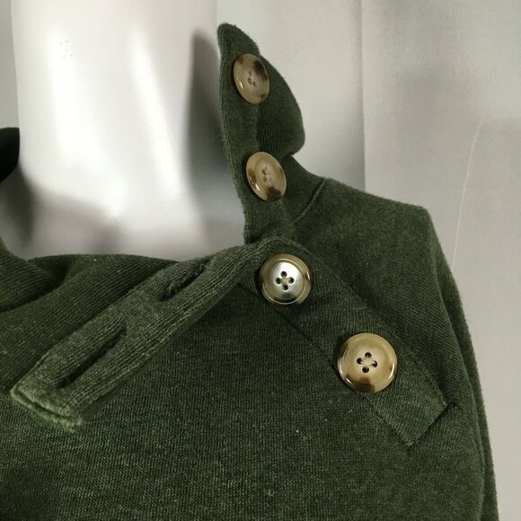 J. Crew Sweater Womens Sz XS Green Knit Buttoned Turtleneck Pullover Tunic‎ - Picture 2 of 8
